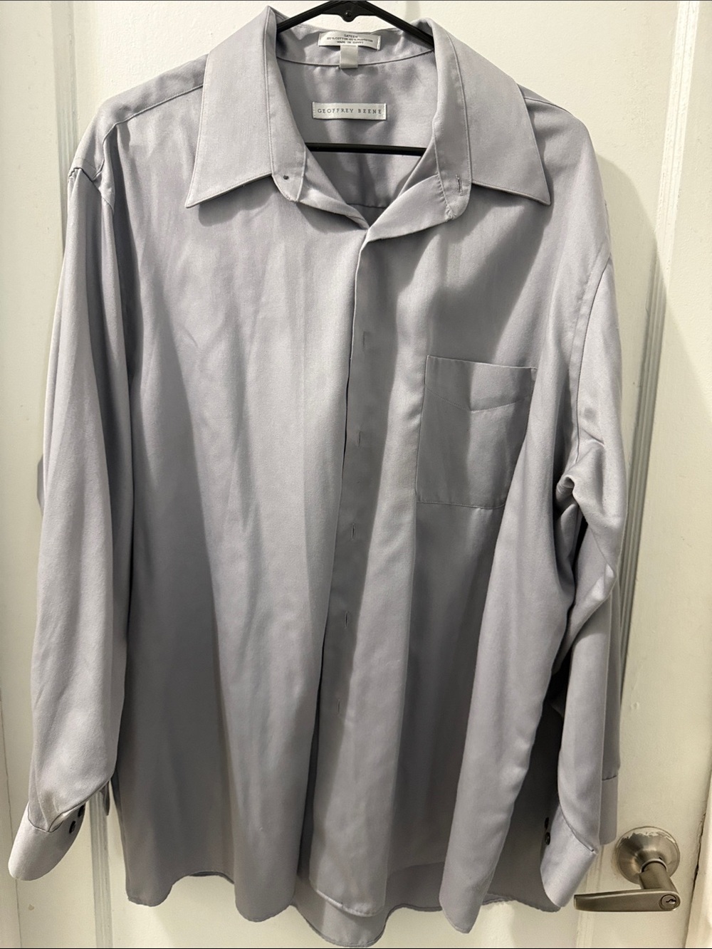 Geoffrey Beene Silver-Gray Long Sleeve Dress Shirt